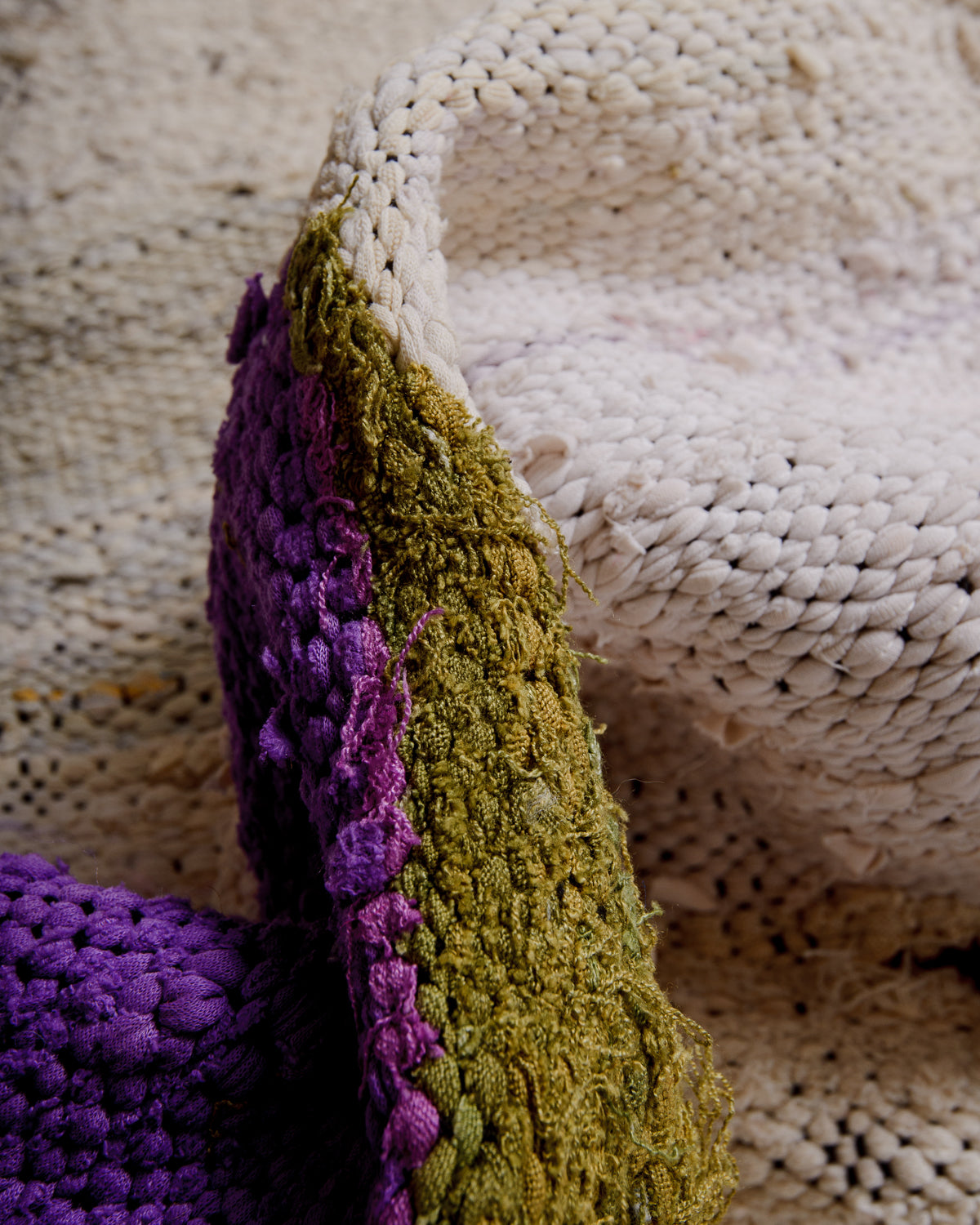 Texture of Kelim rug made of recycled cloth and cotton.